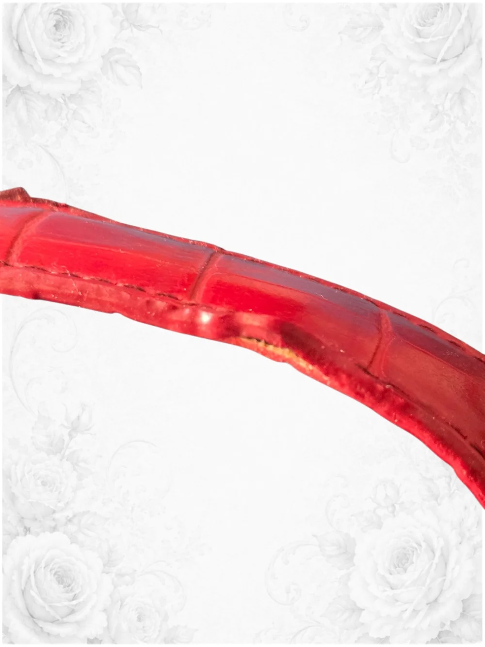 Red Croc-Embossed Structured Top-Handle Bag